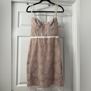 Victoria’s Secret Nude Lace Corset Slip Dress Large Coquette Fairycore Bustier